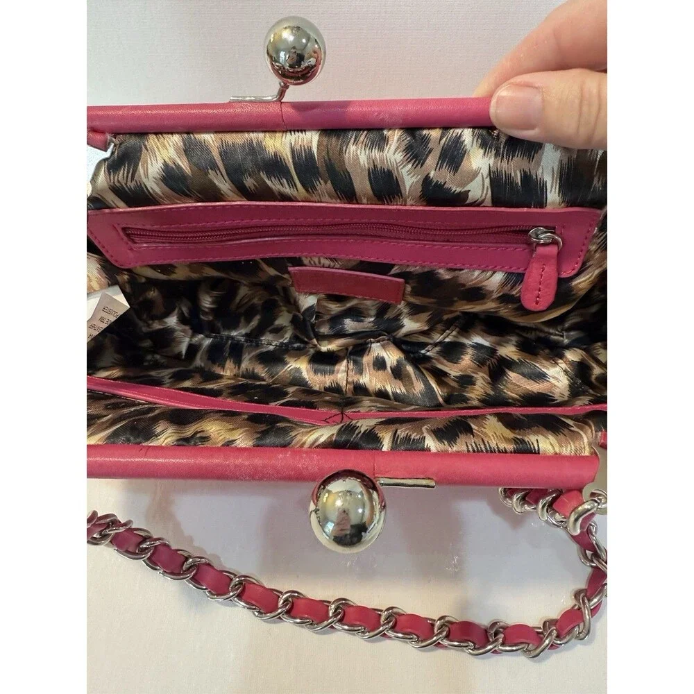 TIGNANELLO Pink Leather Kisslock Closure Handbag With Chain Leather Strap